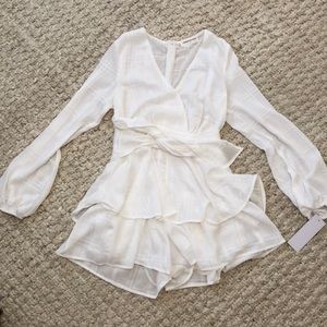 Goodnight Macaroon white ruffle romper.
